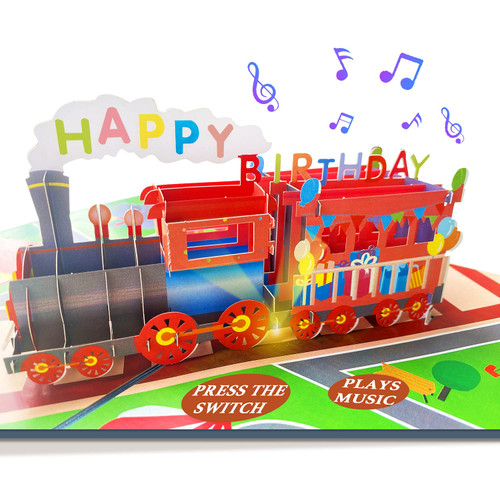 3D Music Cartoon Train Birthday Card, 3D Pop Up Birthday Greeting Cards with Music, Play Happy Birthday Music for Wife, Husband, Him, Her,Kids, Men and Women 3D Music Cartoon Train Birthday Card, 3D Pop Up Birthday Greeting Cards with Music, Play Happy Birthday Music for Wife, Husband, Him, Her,Kids, Men and Women