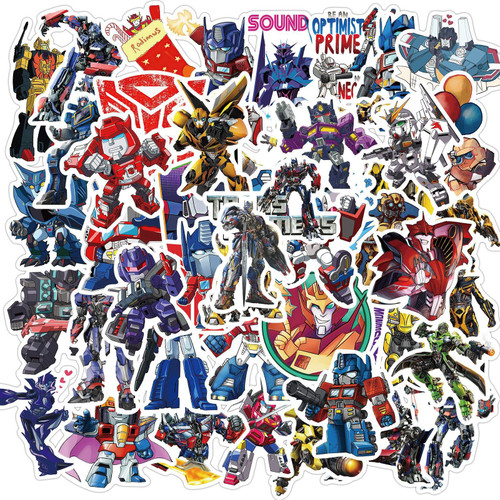 Transformers Cool Stickers for Laptop 50pcs, Waterproof Vinyl Decals for Kids Teens Cars Water Bottles Motorcycle Bicycle Helmet Skateboard Luggage Box