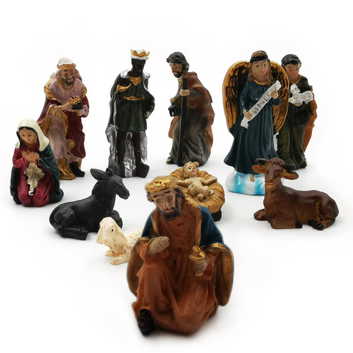 LYFJXX Nativity Sets for Christmas, 11pcs/ Set Christ Birth of Jesus Ornament Gifts Nativity Scene Crafts Resin Christmas Figurine Decoration Catholic Figurines