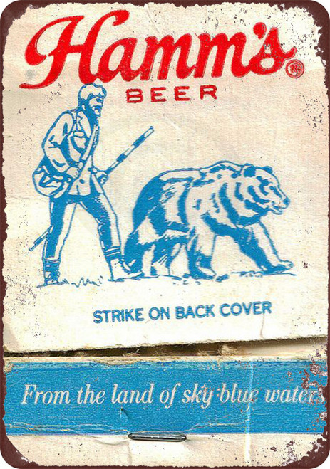 Custom Kraze Hamm's Beer Bear Strike on Back Cover Vintage Reproduction Metal Sign 8 x 12