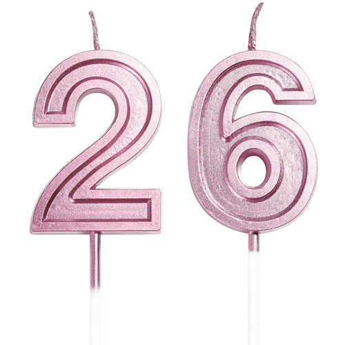 26th Birthday Candles Cake Numeral Candles Happy Birthday Cake Candles Topper Decoration for Birthday Wedding Anniversary Celebration Supplies (Rose Gold) 26th Birthday Candles Cake Numeral Candles Happy Birthday Cake Candles Topper Decoration for Birthday Wedding Anniversary Celebration Supplies (Rose Gold)