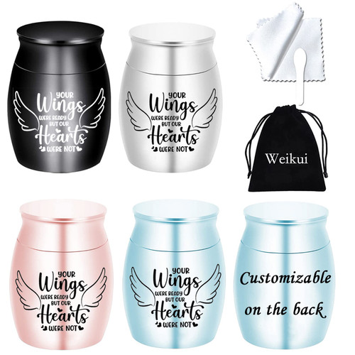 Small Cremation Keepsake Urns for Human Ashes - Set of 4 - Mini Cremation Urns for Ashes Beautiful Keepsake Sharing Urns Stainless Steel Memorial Ashes Holder(4 Color -Customized)