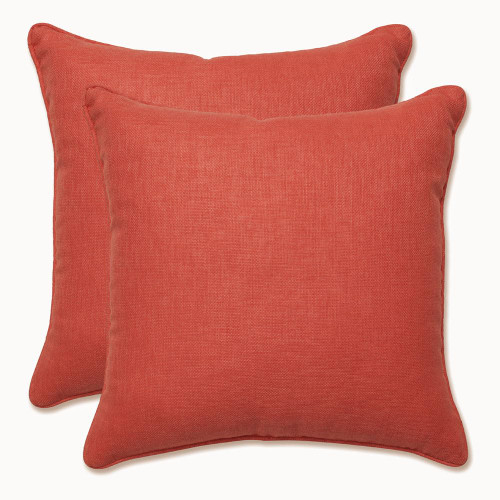 Pillow Perfect Rave Solid Indoor/Outdoor Small Throw Pillow Plush Fill, Weather and Fade Resistant, Small Throw - 16.5" x 16.5", Orange, 2 Count