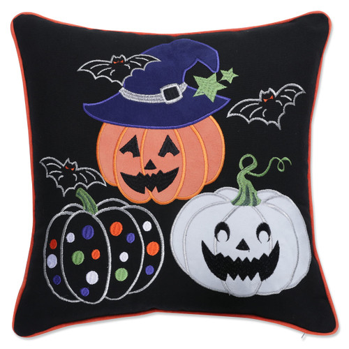 Pillow Perfect Indoor Halloween Pumpkin Fun Throw Pillow Cover, 16.5" x 16.5", Black