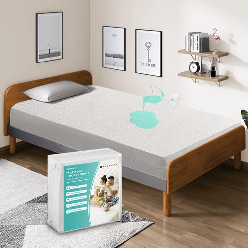 Queen Mattress Protector Zippered for 7"-9" Mattress,Soft Cotton Terry 6-Sided Waterproof Mattress Encasement Cover Breathable Noiseless Washable Queen Mattress Protector Zippered for 7"-9" Mattress,Soft Cotton Terry 6-Sided Waterproof Mattress Encasement Cover Breathable Noiseless Washable