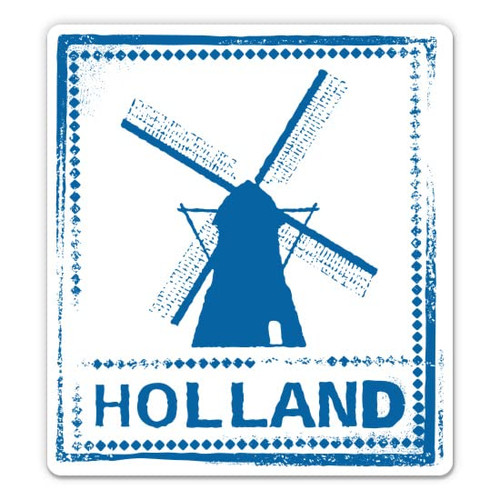 Holland Netherlands Travel Stamp - 3" Vinyl Sticker - for Car Laptop Water Bottle Phone - Waterproof Decal