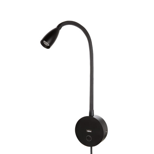 Meanyee Wall Reading lamp Bedside Lights with USB Charging Port/Touch dimmable Switch/Adjustable arm/1 * 3W led/Warm White 3000K