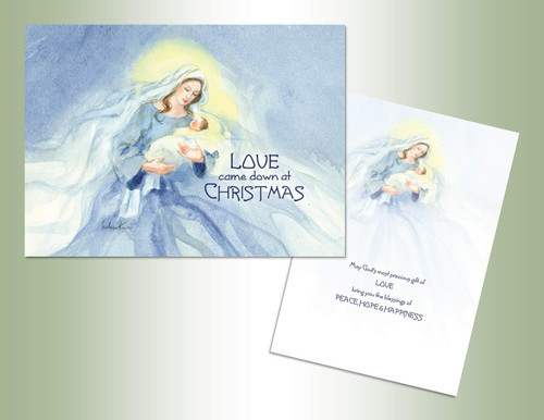 Performing Arts Boxed Christmas Cards with Full Color Inside Designs, Madonna and Child, (18-cards, 18-envelopes), Made In The USA