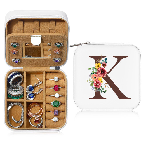 Parima Small Initial Travel Jewelry Box - Jewelry Case Organizer Jewelry Boxes Birthday Gifts for Her Teen Girls Teenage Travel Essentials Gifts for Women Mom Daughter Friends Female Her Bridesmaids K Parima Small Initial Travel Jewelry Box - Jewelry Case Organizer Jewelry Boxes Birthday Gifts for Her Teen Girls Teenage Travel Essentials Gifts for Women Mom Daughter Friends Female Her Bridesmaids K