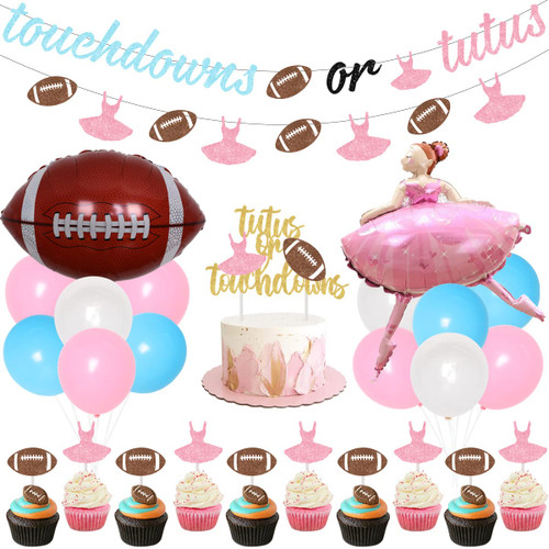 Touchdowns or Tutus Gender Reveal Party Supplies, Touchdowns or Tutus Gender Reveal Balloons Banner Cake Toppers for Boy or Girl Pink and Blue Baby Shower Decorations Touchdowns or Tutus Gender Reveal Party Supplies, Touchdowns or Tutus Gender Reveal Balloons Banner Cake Toppers for Boy or Girl Pink and Blue Baby Shower Decorations
