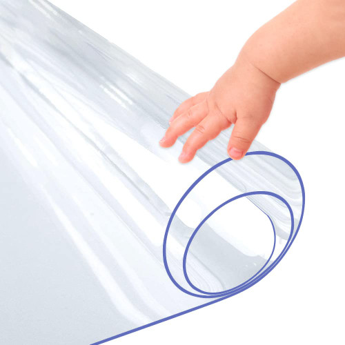 PoPoTo Upgraded Version Clear Vinyl Table Pad Protector 30x78 Inch Plastic Table Cover Desk Protector Mat Crystal Table Pad Heat Resistant Non-Slip Clear Transparent Tablecloth Cover 1.5mm Thick