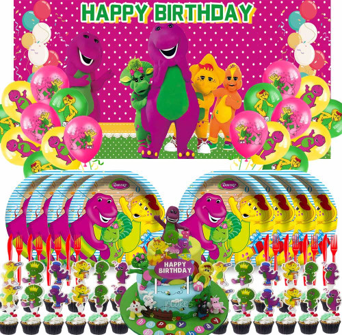 Barney and Friends Party Supplies Plates Favors Decorations Backdrop Decor Balloons Banner Birthday Cake Topper