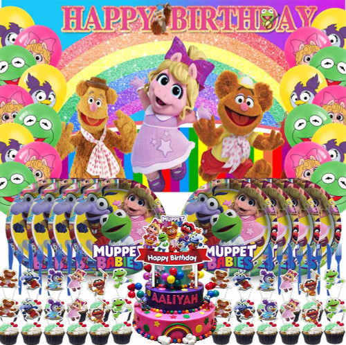 LAPTEQIZ Muppet Babies Party Supplies Birthday Decorations Plates Balloons Banner Cake Toppers Backdrop Decor