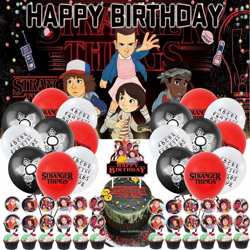 Stranger Movie Birthday Party Decorations Supplies Cake Topper Balloons Favors Backdrop Banner Decor
