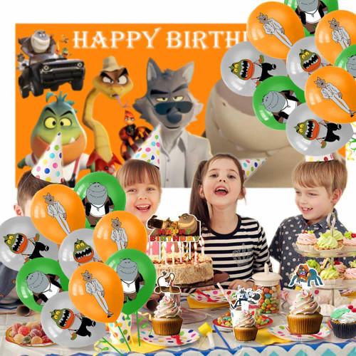 Bad Guys Party Decorations Supplies Birthday Cake Topper Balloons Backdrop Banner Bad Guys Party Decorations Supplies Birthday Cake Topper Balloons Backdrop Banner