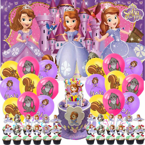 Sofia The First Party Supplies Decorations Backdrop Decor Balloons Banner Birthday Cake Topper