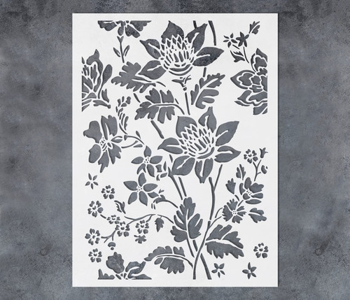 GSS Designs Large Floral Wall Stencil 12x16Inch Reusable Flower Stencils for Walls Furniture Wood Paper Crafts Vine Stencils for Painting
