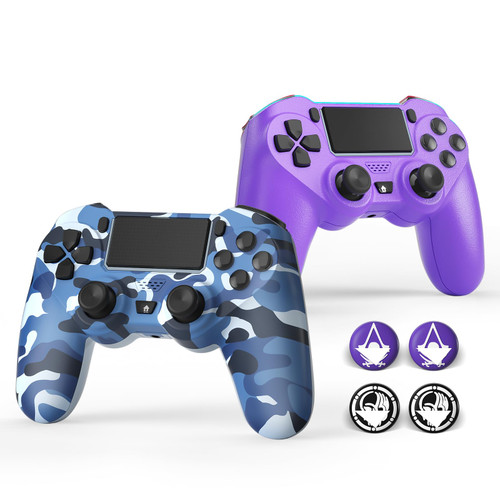 ASLDPUO 2 Pack Wireless Controller Compatible with Playstation 4/Slim/Pro/PS4?with Double Shock/Stereo Headset Jack/Touch Pad/Six-axis Motion Control
