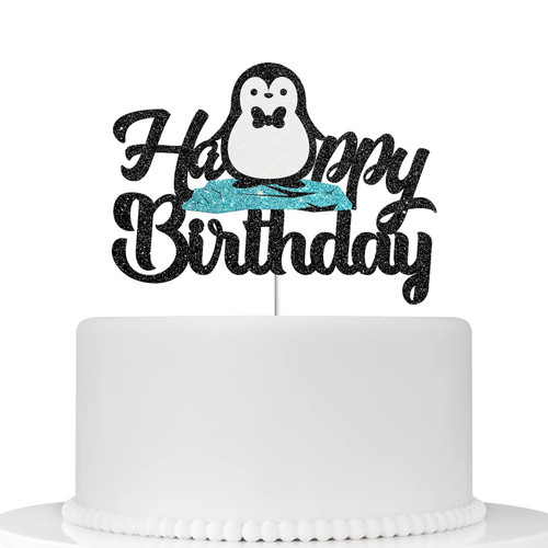 Penguin Cake Topper, Happy Birthday Cake Decor, Baby Penguin Birthday Cake Topper - for Baby Shower Party Decoration, Cute Kids 1st 2nd 3rd 4th 5th Birthday Party Supplies