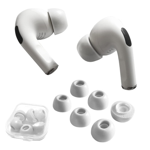 Mijusun Memory Foam Tips for AirPods Pro2/Pro Ear Tips with Noise Reduction Hole, Replacement for AirPods Pro 2nd Generation Tips Fit AirPods Pro Case 3 Pairs LMS White