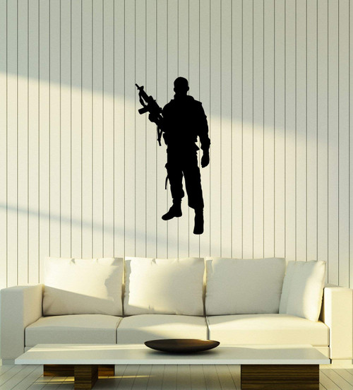Vinyl Wall Decal Soldier Silhouette Gun Military Room Man Cave Interior Stickers Mural Large Decor (ig5997) Black Vinyl Wall Decal Soldier Silhouette Gun Military Room Man Cave Interior Stickers Mural Large Decor (ig5997) Black