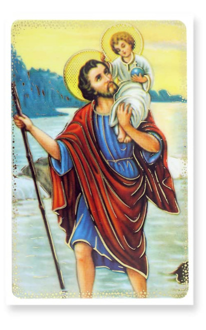 Bulk Pack of 10 - St. Christopher Prayer Cards - 3-3/8" PVC St. Christopher Protection Prayer Cards ( Patron Saint of Travelers and Intercessor of Safe Travel and Protection) Wallet Sized Print, Made in Italy Bulk Pack of 10 - St. Christopher Prayer Cards - 3-3/8" PVC St. Christopher Protection Prayer Cards ( Patron Saint of Travelers and Intercessor of Safe Travel and Protection) Wallet Sized Print, Made in Italy