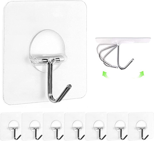 Wall Hooks 13lb(Max) Transparent Reusable Seamless Hooks,Waterproof and Oilproof,Bathroom Kitchen Heavy Duty Self Adhesive Hooks,16 Pack Wall Hooks 13lb(Max) Transparent Reusable Seamless Hooks,Waterproof and Oilproof,Bathroom Kitchen Heavy Duty Self Adhesive Hooks,16 Pack