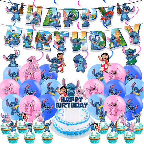 Lilo and Stitch Party Supplies?Cute Lilo and Stitch Birthday Party Decorations?Cartoon Birthday Party Supplies Include Birthday Banner, Balloons, stitch cake topper, Cupcake Toppers, Hanging Swirls Lilo and Stitch Party Supplies?Cute Lilo and Stitch Birthday Party Decorations?Cartoon Birthday Party Supplies Include Birthday Banner, Balloons, stitch cake topper, Cupcake Toppers, Hanging Swirls