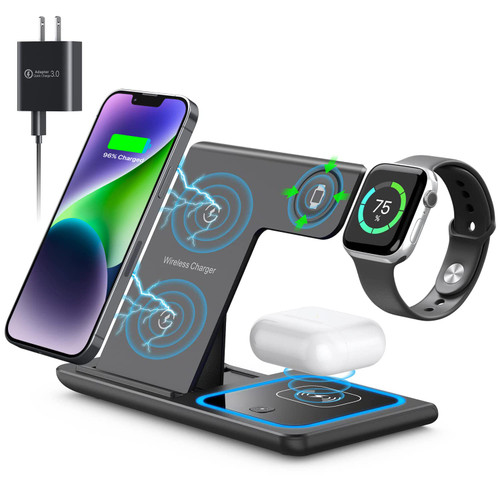 Wireless Charger,MILDILY 3 in 1 Wireless Charging Station for Apple iPhone/Airpods,iPhone 13,12,11 (Pro, Pro Max)/XS Max/XR/XS/X/8(Plus),iWatch 7/6/SE/5/4/3/2,AirPods 3/2/pro?Black? Wireless Charger,MILDILY 3 in 1 Wireless Charging Station for Apple iPhone/Airpods,iPhone 13,12,11 (Pro, Pro Max)/XS Max/XR/XS/X/8(Plus),iWatch 7/6/SE/5/4/3/2,AirPods 3/2/pro?Black?