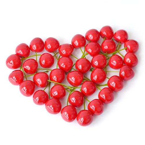 Chewarelly 36 Pcs Artificial Lifelike Cherries Fake Cherry Simulation Fruit Ornament for Home Kitchen Wedding Party Decoration Photography Prop (Red), 1 inch Chewarelly 36 Pcs Artificial Lifelike Cherries Fake Cherry Simulation Fruit Ornament for Home Kitchen Wedding Party Decoration Photography Prop (Red), 1 inch