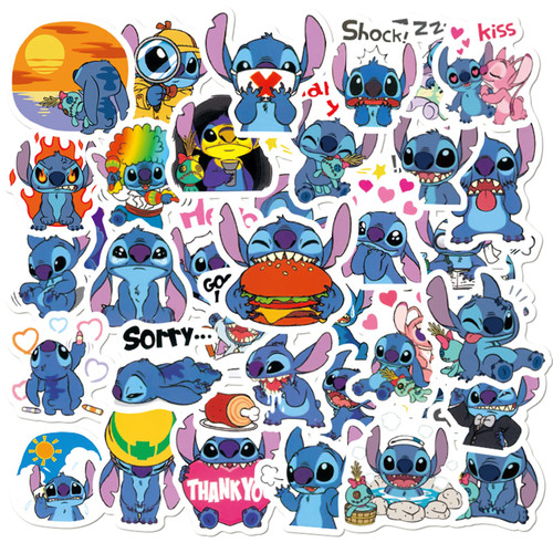 Stitch Stickers for Water Bottle|50pcs|,Lilo Stitch Cartoon Stickers Gifts for Kids, Funny Waterproof Vinyl Stitch Decal for Teen Adult Skateboard Laptop Travel Case Guitar Computer Phone Bike