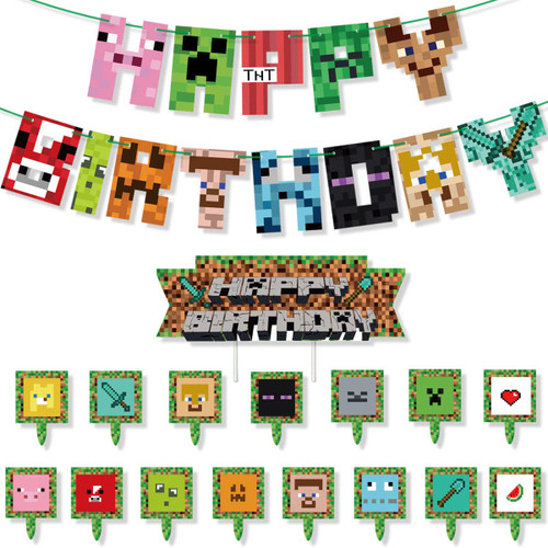 Pixel Birthday Party Supplies Decorations for Boys, Pixel Video Game Banner Pixel Gaming Kids Party Cake Topper Cupcake Decorations (Pixel Game) Pixel Birthday Party Supplies Decorations for Boys, Pixel Video Game Banner Pixel Gaming Kids Party Cake Topper Cupcake Decorations (Pixel Game)