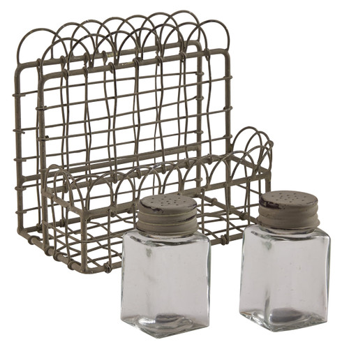 Park Designs Vintage Shabby Chic Wire Salt and Pepper Caddy