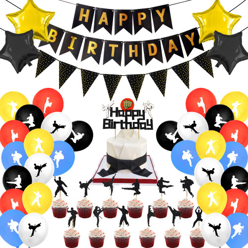 61PCS Karate Birthday Party Decorations Kits with Happy Birthday Cake Topper and Karate Cupcake Toppers Picks Taekwondo Kung Fu Theme Banner Balloons Party Supply Black Glitter Martial Arts Decoration 61PCS Karate Birthday Party Decorations Kits with Happy Birthday Cake Topper and Karate Cupcake Toppers Picks Taekwondo Kung Fu Theme Banner Balloons Party Supply Black Glitter Martial Arts Decoration