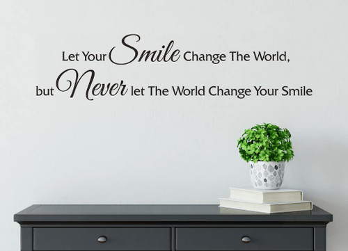 Let Your Smile Change The Worldnspirational Quotes Wall Decals Sticker, Motivational Positive Saying Vinyl Wallpaper Mural for Mirror Home Office School