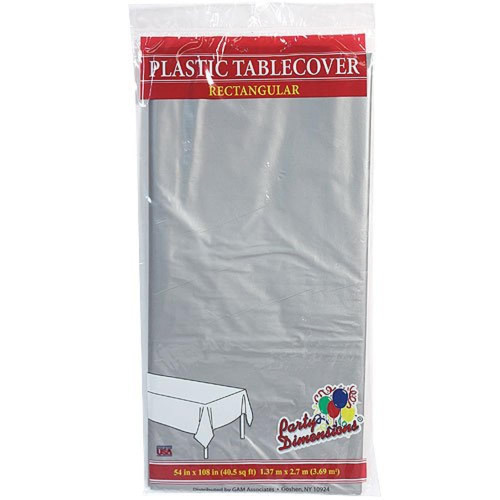 Party Dimensions Silver Solid Rectangular Plastic Table Cover | 54" x 108" 1 Pc