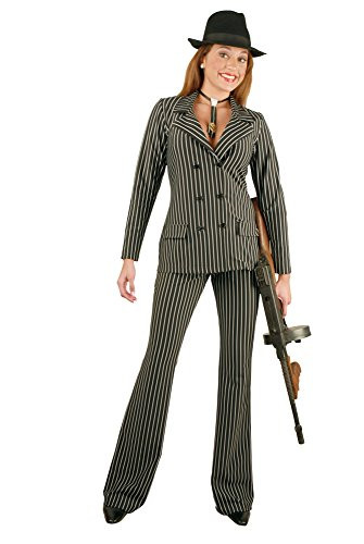 Charades Women's Gangster Suit, Black/White, X-Small