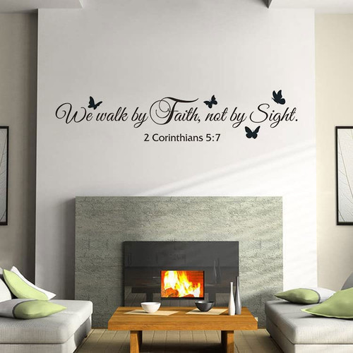 We Walk by Faith Not by Sight 2 Corinthians 5:7 Bible Verse Words Butterflies Decor Wall Decal Sticker, Christian Religious Scripture Inspirational Quotes Wallpaper Mural for Home Church Office We Walk by Faith Not by Sight 2 Corinthians 5:7 Bible Verse Words Butterflies Decor Wall Decal Sticker, Christian Religious Scripture Inspirational Quotes Wallpaper Mural for Home Church Office