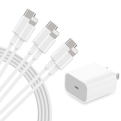 iPhone Fast Charger?Apple MFi Certified?, 20W PD Charger with 3 Pack-6FT USB C to Lightning Cable Compatible with iPhone 14/14 Pro/13/13Pro Max/12/12 Pro Max/11/XS/XR/X, iPad-White