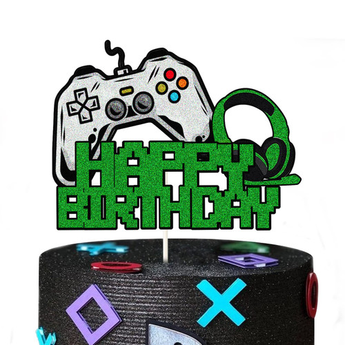 Video Game Happy Birthday Cake Topper-Gaming Theme Birthday Decoration-Boys Girls Gamer Party Cake Pick -Game Fans Party Supplies