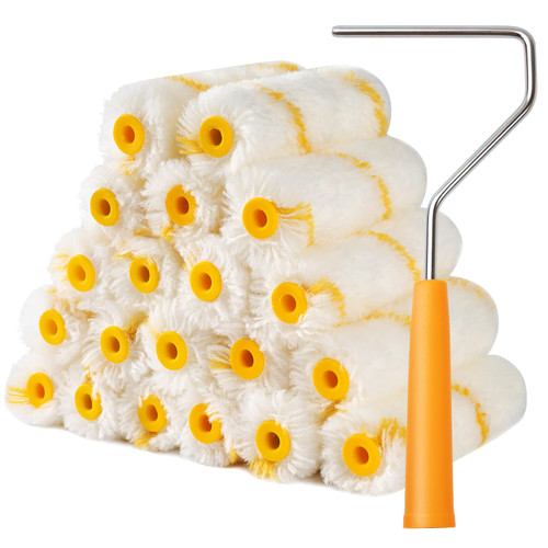 Mister Rui Paint Roller Covers, Pack of 20, Paint Rollers 4 Inch 1/2" Nap, Small Paint Roller Covers, with a Paint Roller Frame, Naps for Paint Roller Sleeves, Covers for Wall Painting. Mister Rui Paint Roller Covers, Pack of 20, Paint Rollers 4 Inch 1/2" Nap, Small Paint Roller Covers, with a Paint Roller Frame, Naps for Paint Roller Sleeves, Covers for Wall Painting.