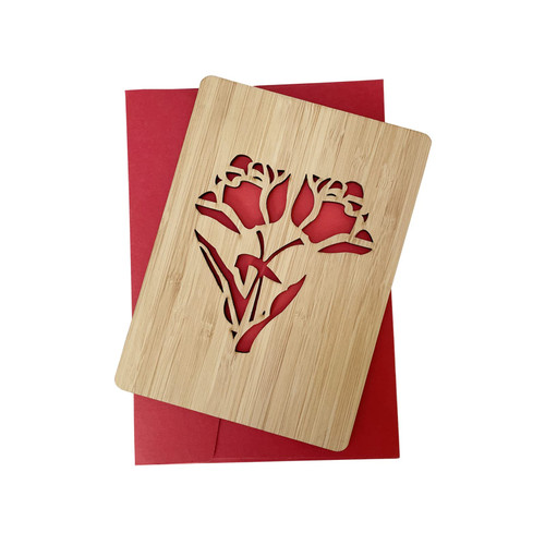 Romantic Anniversary Valentines Card for Husband Wife, Handmade Wooden Greeting Card for Engagement Valentines Day Birthday Christmas Mothers Day Fathers Day, Sweet Gift for Him and Her