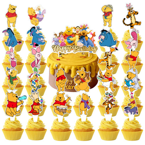 25Pcs Winnie Cake Topper Cupcake Toppers for Birthday Party Decoration Supplies 25Pcs Winnie Cake Topper Cupcake Toppers for Birthday Party Decoration Supplies