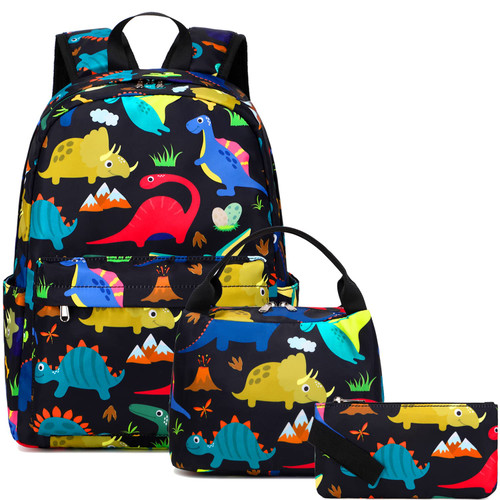 Boys Backpack Dinosaur Backpack for Boys Kids Dinosaur Backpack with Chest Strap Kindergarten School Bookbag Set with Lunch Box Pencil Case