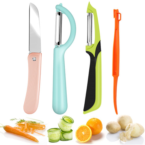 4-Piece Vegetable Peeler Set | Y Peeler for Potatoes, Apples, Carrots, Zucchini and Cucumber | Comfortable Grip Handles | Effortlessly Peel Veggies and Fruits