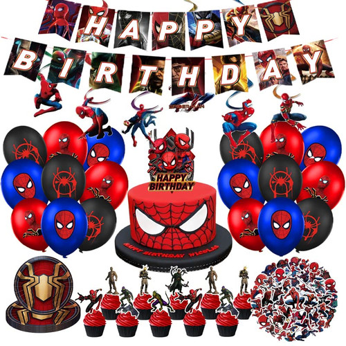 110Pcs Spider Boys Party Supplies Banner Balloon Birthday Super Hero Cake Cupcake Topper Stickers Decoration Swirl Plates Favor 110Pcs Spider Boys Party Supplies Banner Balloon Birthday Super Hero Cake Cupcake Topper Stickers Decoration Swirl Plates Favor