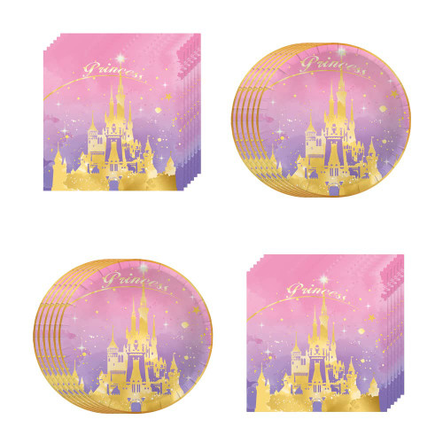Egami 40pcs Princess Castle Party Supplies,include 20 Plates, 20 Napkin,Used for Princess Castle Birthday Party Decoration