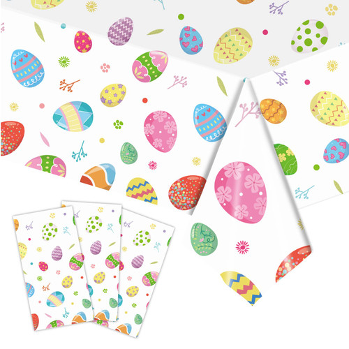 MVFOBVW 3pcs Easter Tablecloths Decorations for Easter Party Tablecloths Plastic Disposable Easter Party Table Covers for Rectangle Tables Easter Party Supplies Favors, 54 x 108 Inch
