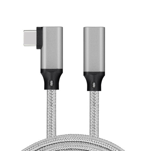 OUYFBO 6.6FT USB Type C Extension Cable Nylon Braided 90 Degree USB C Extender Cord Support 4k@60Hz 100W/5A Fast Charging USB-C 3.1 Gen2 10Gbps Right Angle USB C Male to Female Extension Cable