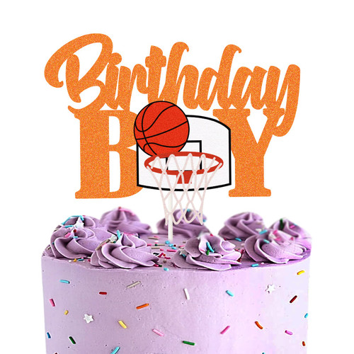 LECAKTO Birthday Boy Cake Topper, Basketball Signs- Happy Basketball Player Birthday Cake Picks -Decorations for Sport Theme Man Boys Birthday Party Supplies